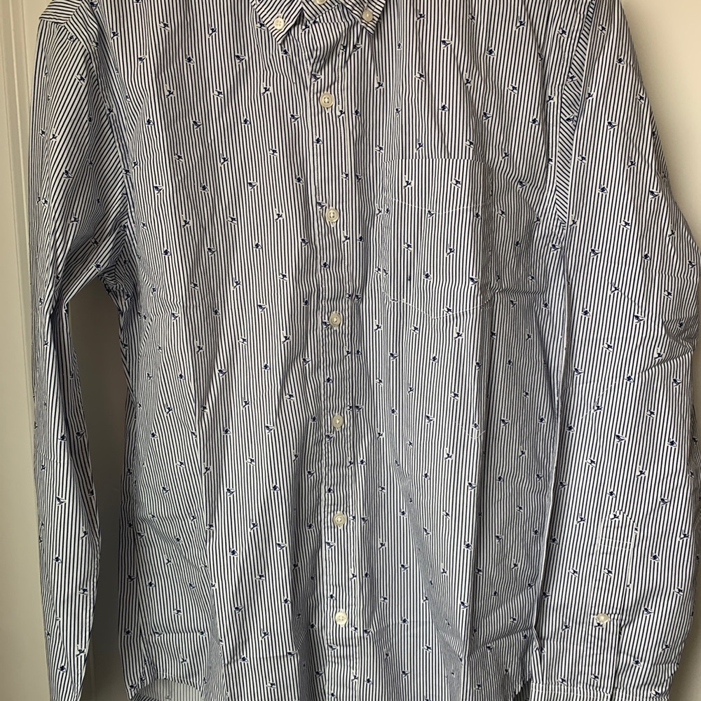 Bonobos shirt Men's Large Slim Fit Blue Long Sleeve Skier Print